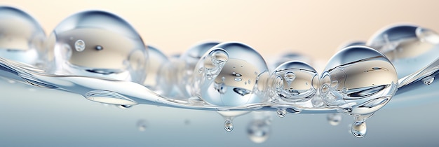 写真 白い透明な液体の泡の分子のクローズアップ
