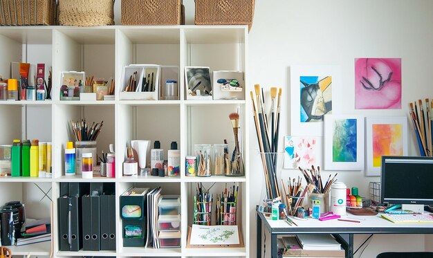 Photo closeup of office shelves