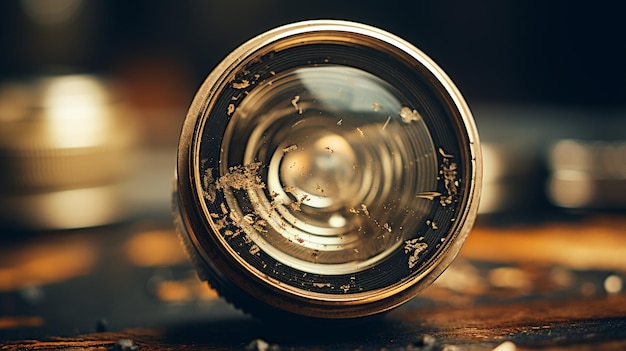 closeup of an old camera lens