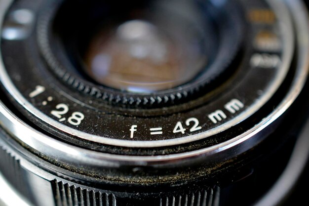 Closeup of old retro film camera details