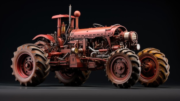 Closeup of an old tractor or tractor Farmagricultural vehicles