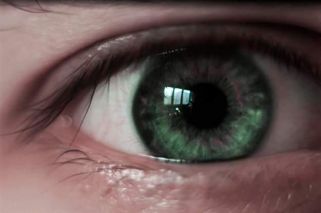 Closeup of one eye of a young man