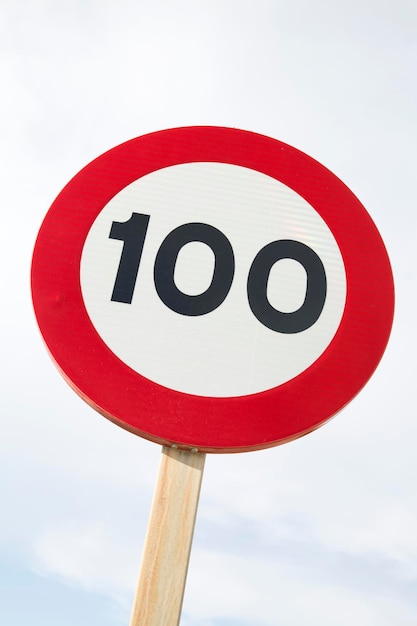 Closeup of One Hundred Miles Per Hour Sign