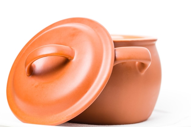 Closeup of orange clay pot