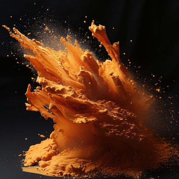 Closeup of orange sand dispersing sideways