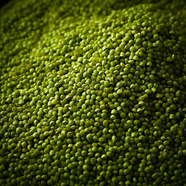 Closeup of organic green gram whole green moong