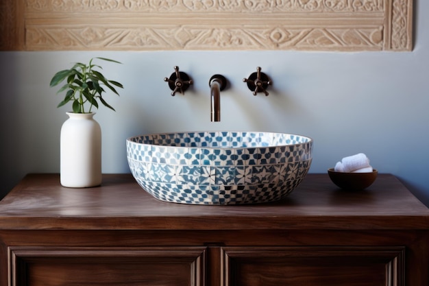 Foto primo piano del lavabo in ceramica orientale ai generato