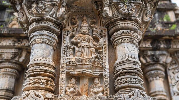 Photo a closeup of ornate carvings on a historical monument ai generated illustration