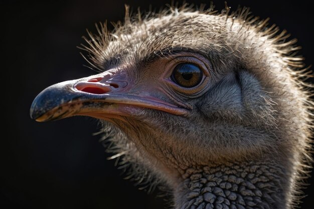 Closeup of an ostrichs expressive face