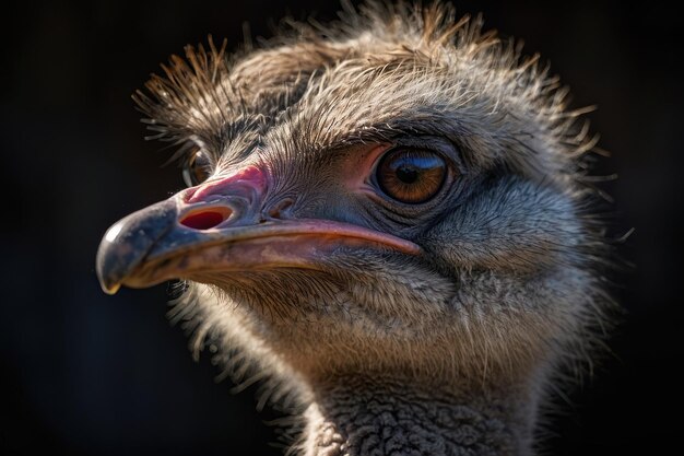 Closeup of an ostrichs expressive face