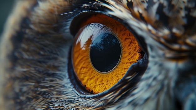 A closeup of an owls eye