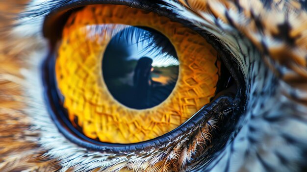 A closeup of an owls eye