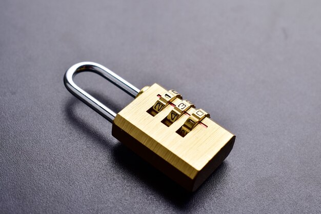 Closeup of padlock protection concept