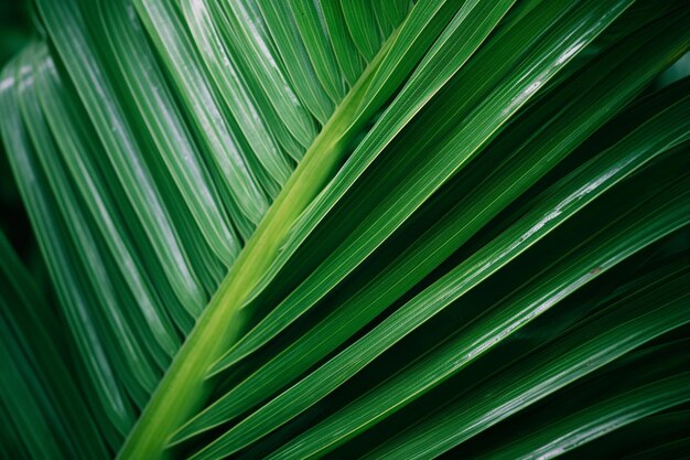 Closeup of a palm tree leaf large palm leaf Generative AI