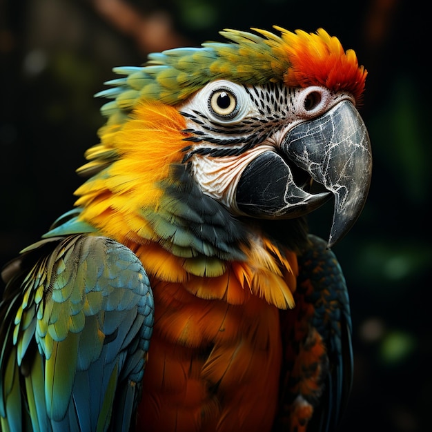 A closeup parrot head shot