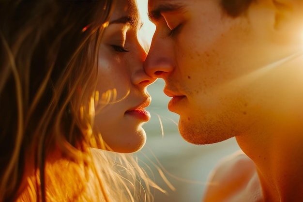 CloseUp Passion Couples Sunset Kiss