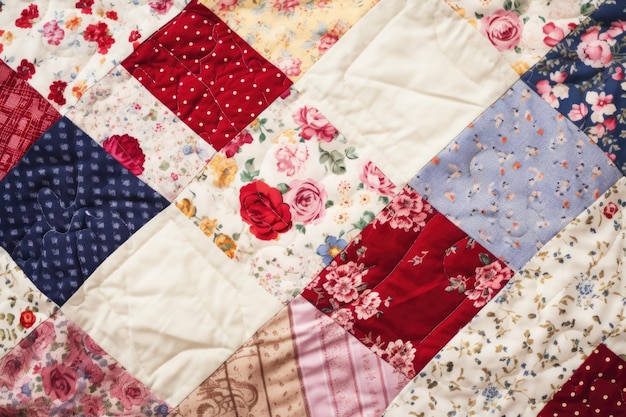 Closeup of a patchwork quilt