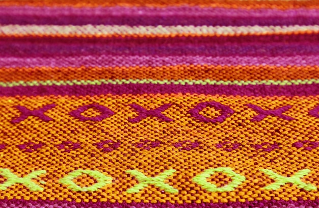 Closeup the Pattern and Texture of Colorful Thai Northern Region's Textile