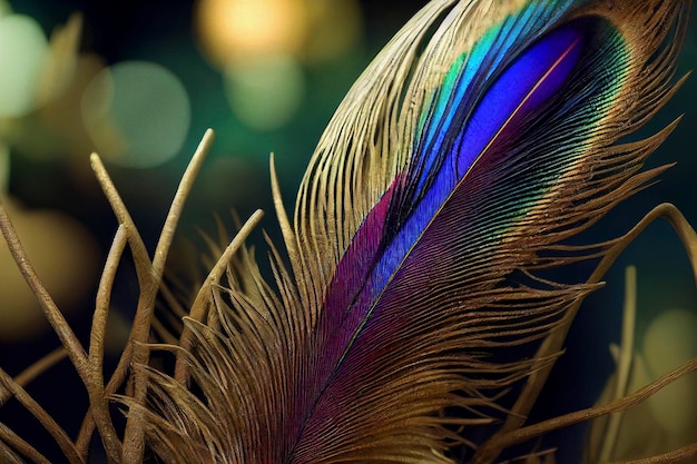 Closeup Peacocks colorful details and beautiful peacock feathers