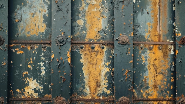 金属ドアの剥離塗装のクローズアップ