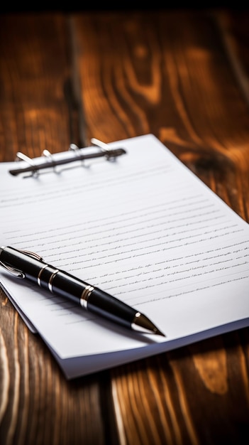 Closeup of a pen on a lined paper clipboard