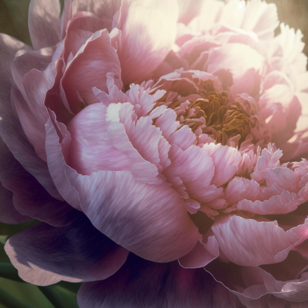 Closeup of peony flower in sunlight Pastel peony flower in bloom