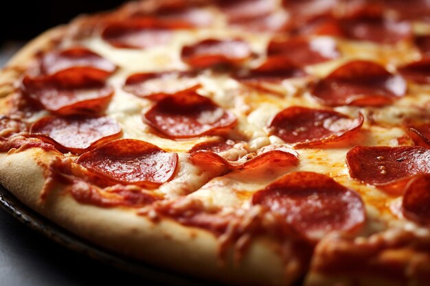 Closeup of pepperoni pizza with steam rising