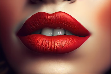 Premium Photo  Closeup of a perfect lips with red lipstick