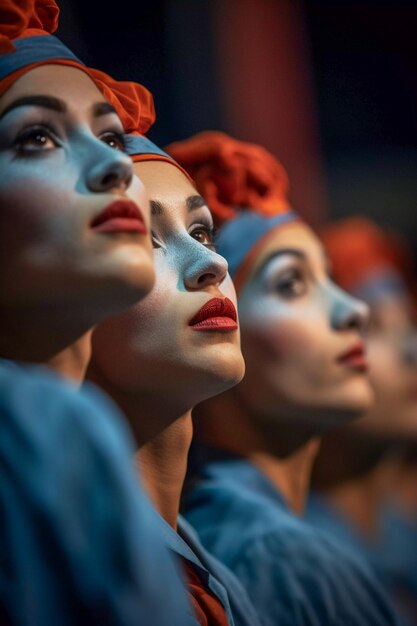 CloseUp of Performers Faces in a Circus Show Generative AI