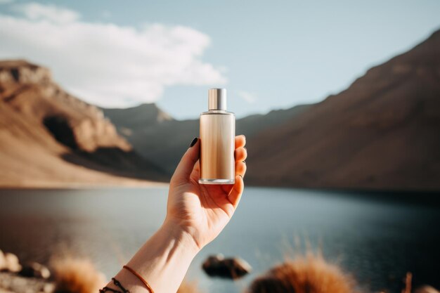 CloseUp of a Perfume Bottle Outdoors