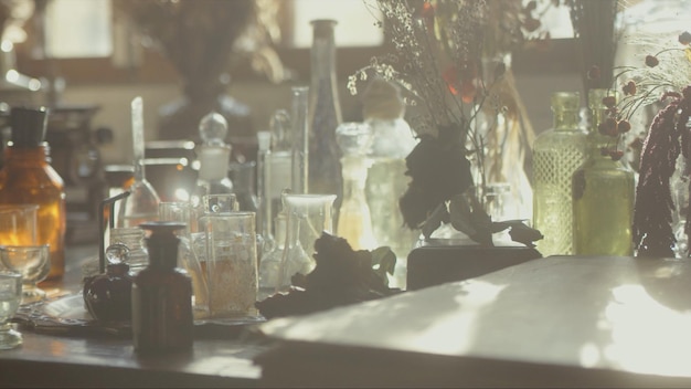 Closeup of a perfumer's workplace premium photo