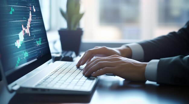 Closeup of person is typing on the keyboard programmer is programming on the computer keyboard