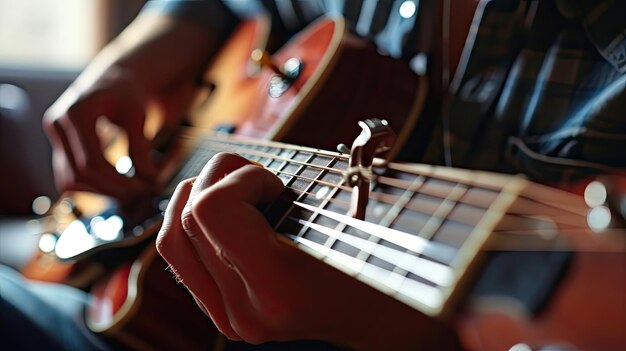 CloseUp of Person Playing Guitar