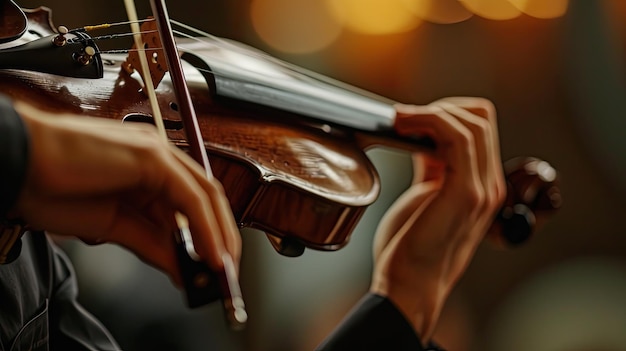 Близкий снимок человека, играющего на скрипке