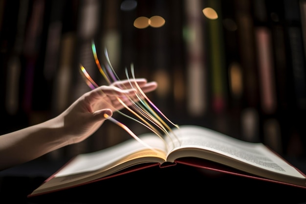 A closeup of a person's hand flipping through the pages of a book representing knowledge education