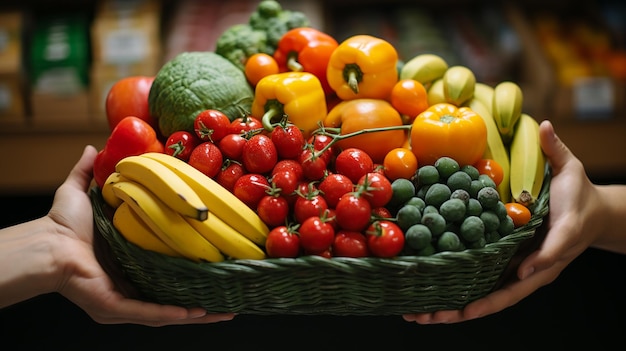 CloseUp of a Person's Hand Holding a Shopping Basket