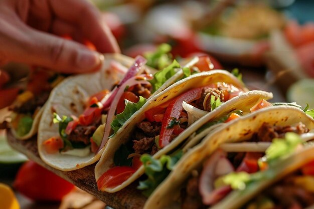 Closeup of a person savoring the flavors of a taco