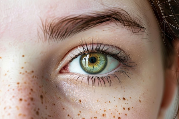Foto immagine ravvicinata di una persona con le lentiggini sugli occhi