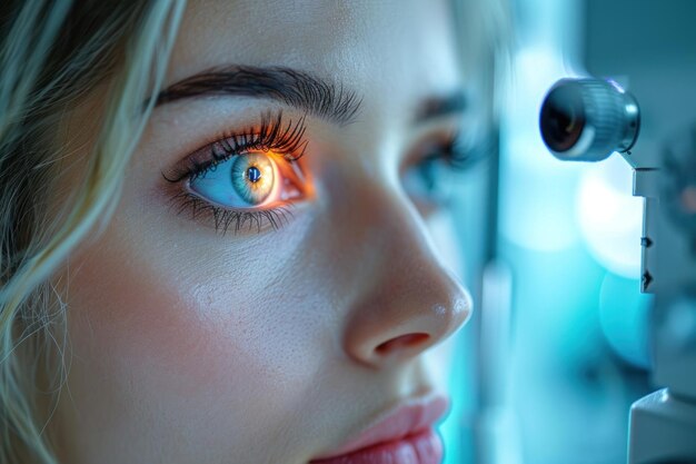 CloseUp of persons eye with glowing orange eyes