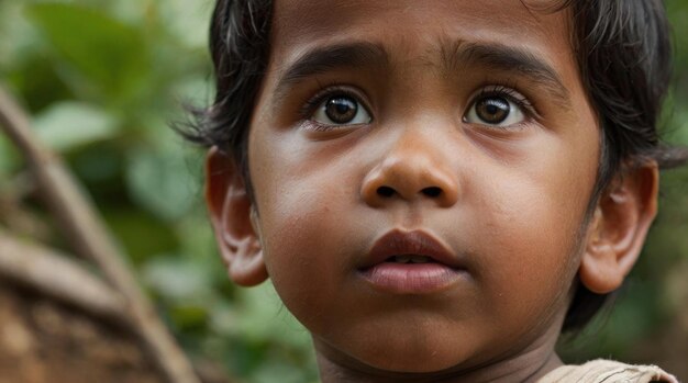 A closeup perspective showcasing the innocence of a child