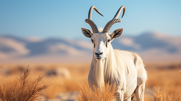 Closeup photo of a Arabian Oryx looking any direction in the Desert
