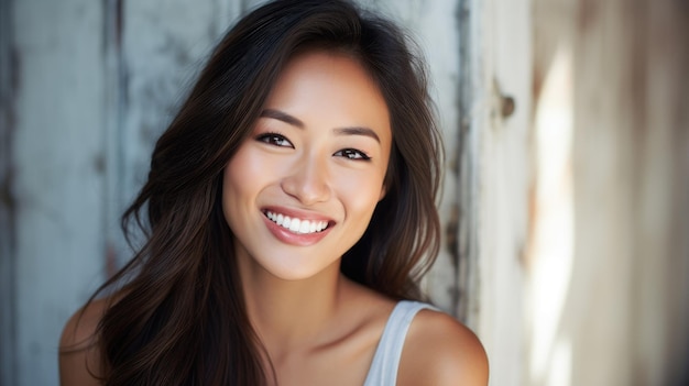 Photo closeup photo of asian model with radiant smile