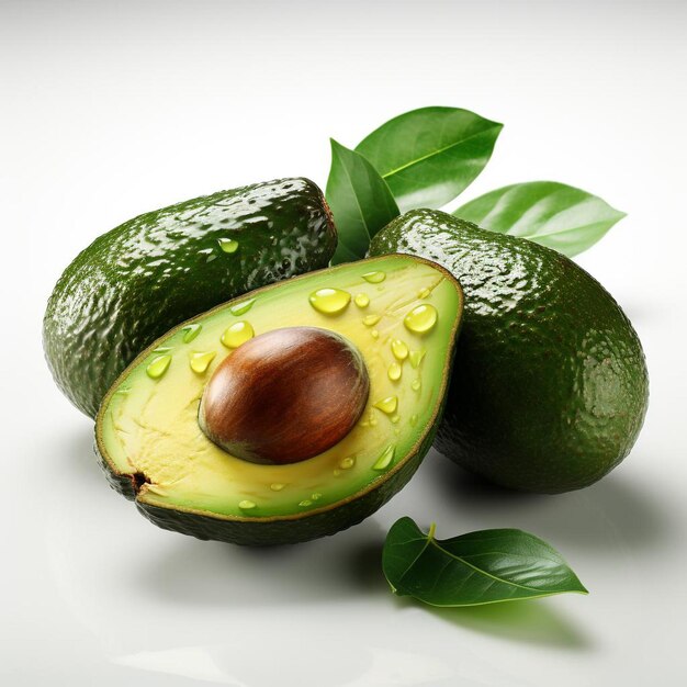 closeup photo of avocado fruit on isolated white background