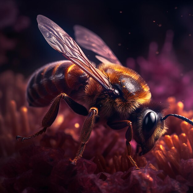 Closeup photo of bee on flower