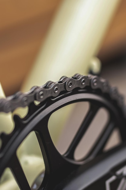 Closeup photo of a bicycle chain Transportation