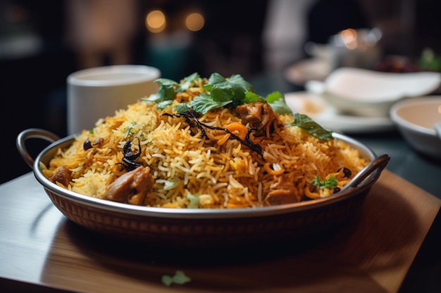 Biryani 접시의 근접 촬영 사진