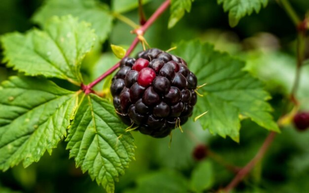 A closeup photo of blackberries with high resolution Fruit with vibrant colors awakening desire