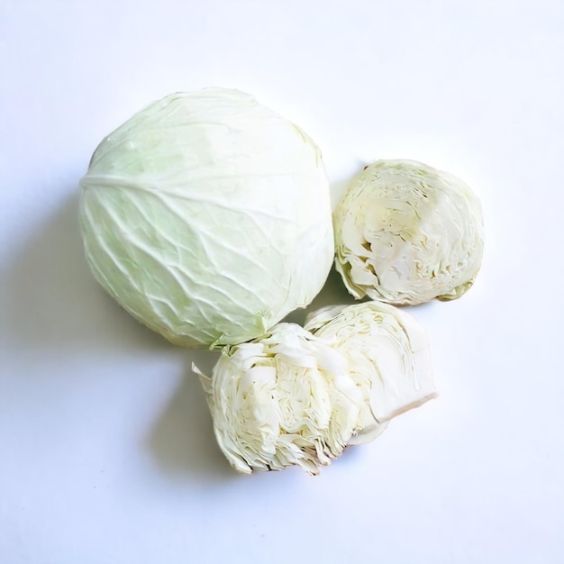 Closeup photo of cabbage on white background