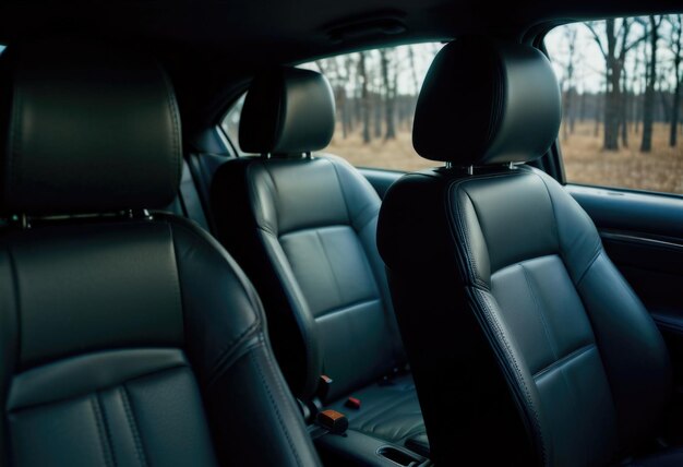 Photo a closeup photo capturing the comfort and details of car seats inside a vehicle