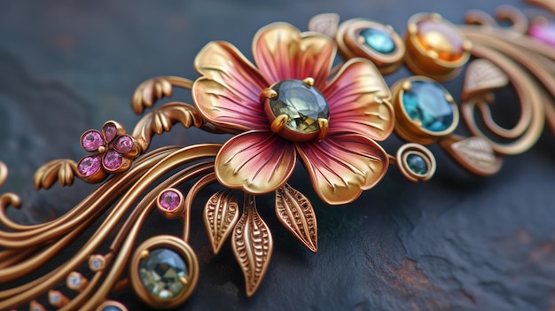 Closeup photo of colorful gemstone pendant